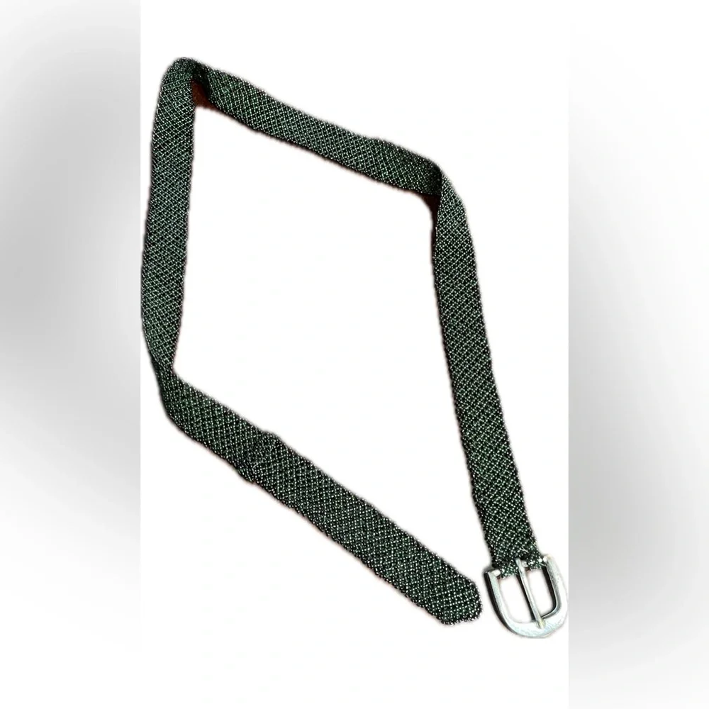 Beautiful beaded belt black and green beads floating belt loop bought in Mexico